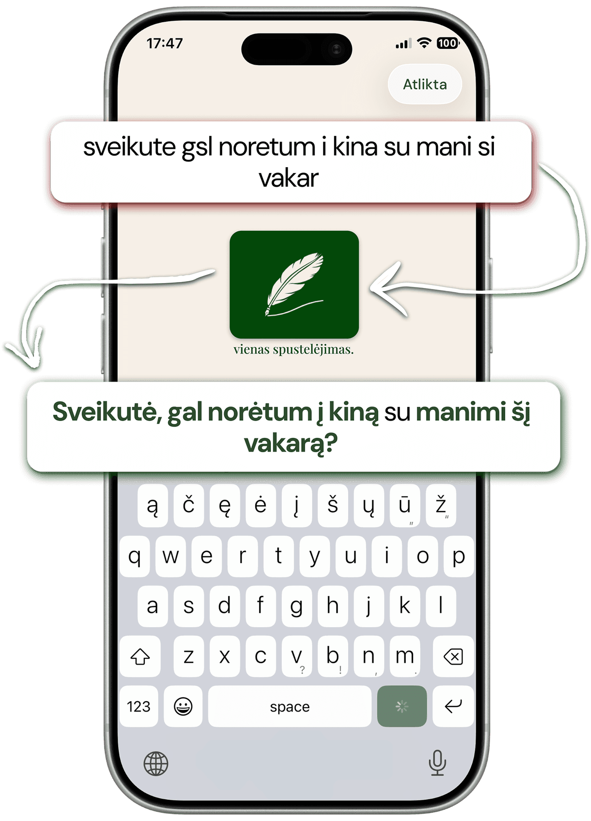 Lietuviška Nosinės klaviatūra su ą č ę ė į š ų ū ž